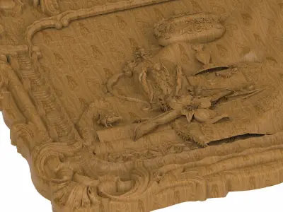 Carved panel painting STL 3D model 34