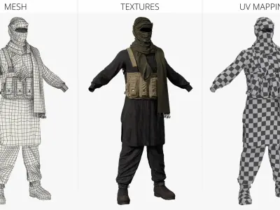  Arab Terrorist Clothing Set with Face Cover Black 