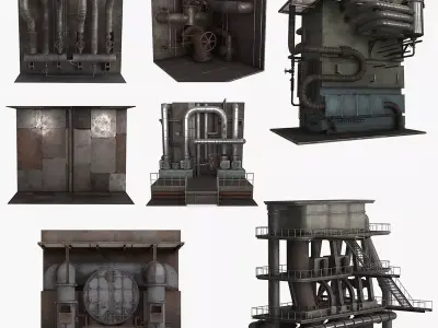 Rusty Industrial Part Collection 3D Model Pack