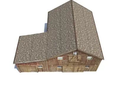 Low Poly Wild West Barn Low-poly 3D model