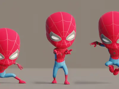 Rigged Cute Mini Spiderman Lowpoly Character Low-poly 3D model