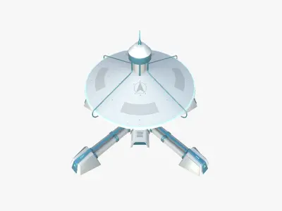 SciFi Facility C01 White Blue - Sci Fi Exterior Design Low-poly 3D model