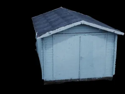 4K Realistic Wooden Blue Shed Photoscan Low-poly 3D model