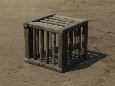 Medieval chicken crate Low-poly 3D model