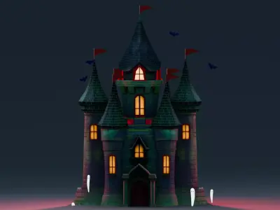 Stylized Halloween Props - Haunted Castle Low-poly 3D model