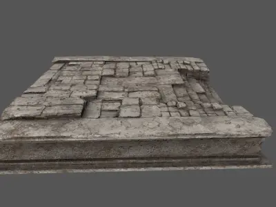 Stairs stone wall with bricks Low-poly 3D model