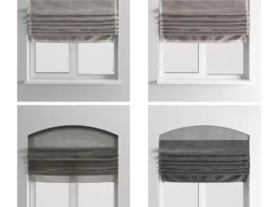 Roman curtains and a plastic window 3D model