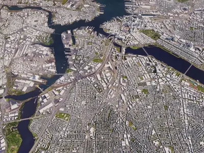 Boston Low-poly port of sydney from space 3D model