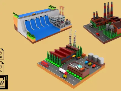 Factory Warehouse 3D Model Pack