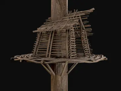 Wooden Tree House Shelters and Platforms 8 Low-poly 3D model