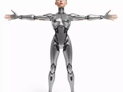 Futuristic Humanoid Robot Model Pack Low-poly 3D model 4