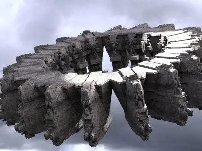 Sci-Fi dark Platforms Floating 3D model