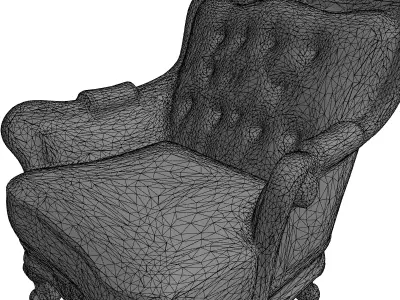 Classic Ornate Tufted Armchair Low-poly 3D model