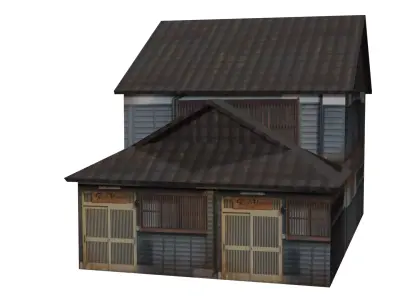 Super Lowpoly Japanese Dual-Roof House Low-poly 3D model