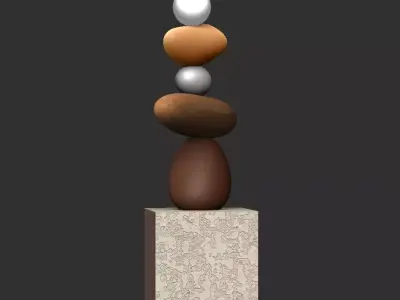 Stone Desktop Statue Lamp Decor 3D model
