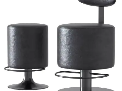 Leather bar stools Low-poly 3D model