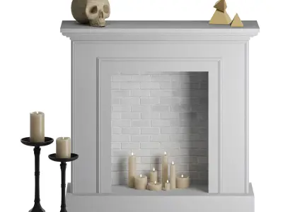 Decorative Fireplace with Candles 3D model