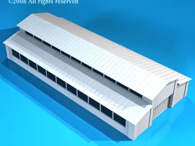 Stable airplane hangar 3D model