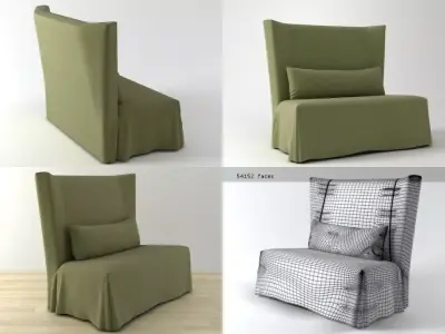 Stewart four different chairs with cushions 3D model