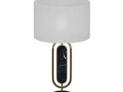 Chandelier table lamp with marble base and shade 3D model
