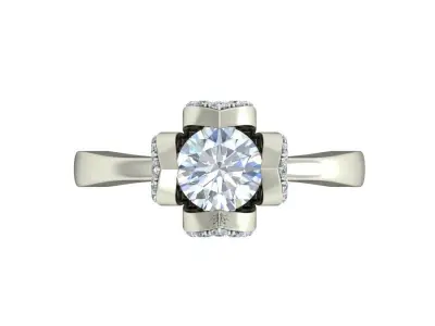 Light Weight White Gold Diamond Ring  -VJR02 3D print model