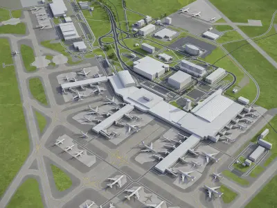 Prague - Vaclav Havel Airport - PRG Low-poly 3D model