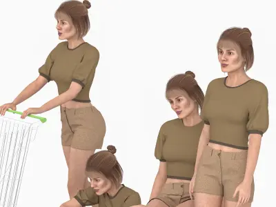 Woman Character - Casual Shopping Attire  Low-poly 3D model