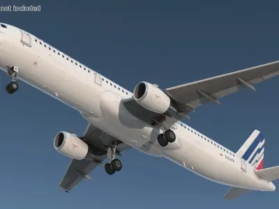  Air France Airbus A321 with Interior and Doors Rigged for Maya 
