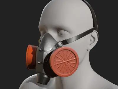 Gas mask helmet 3d model military combat fantasy cyborg  Low-poly 3D model