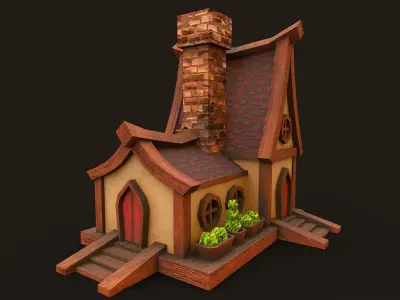 Lowpoly fantasy house Low-poly 3D model