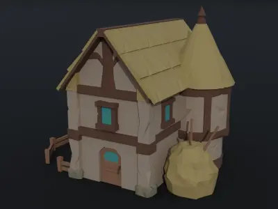 Cartoon fantasy houses Polygonal Style Low-poly 3D model
