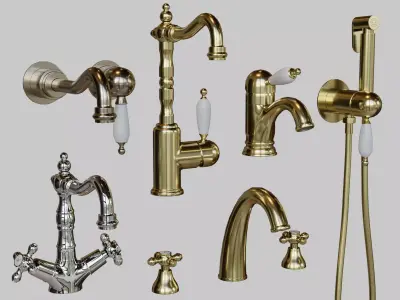 Mid Poly Faucet set Boheme Medici Low-poly 3D model