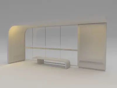 Cyberpunk Bus Shelter Low-poly 3D model