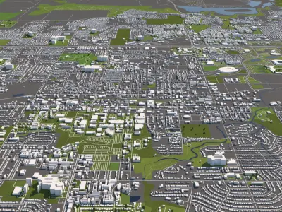 Arlington Texas 50x50km City Map 3D model