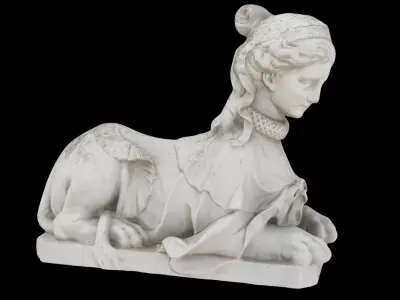 Sphynx marble statue of woman on horse 3D model