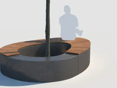 street bench and tree wind animation 3D model
