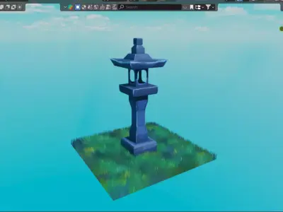 Stone Post Lamp or Street Lamp 3D model