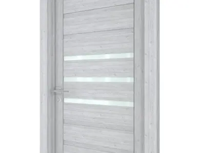 Door-058 modern front door with glass panel 3D model