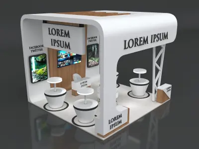 Exhibition Stand Booth Stall 6x6m Height 500cm 3 Side Open 3D model