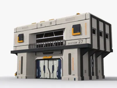 Factory Industrial Sci Fi x7 Low-poly 3D model