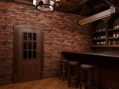 Cosy bar Low-poly 3D model