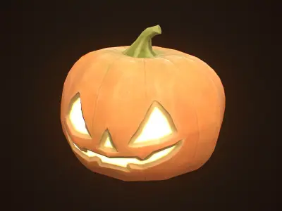 Stylized Halloween Pumpkin - Game Ready Jack-o-Lantern Low-poly 3D model