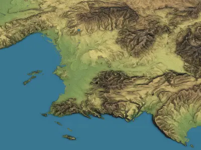 Marseille - Topography Terrain 3D City 3D Model Pack