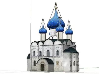 Architecture-Religion-God-Culture-Temple-038 church with domes 3D model