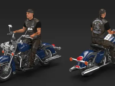  Biker on Classic Cruiser Motorcycle 