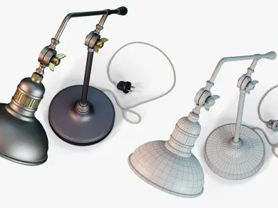 Table Lamp Adjustable Vintage Low-poly 3D model