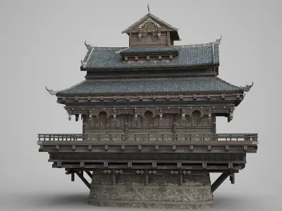 Ancient Chinese architecture Low-poly 3D model
