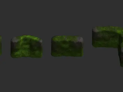 Cave Walls 1 - Moss 2 Low-poly 3D model