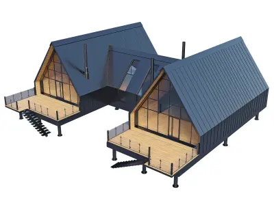 Forest Double Barnhouse 3D model