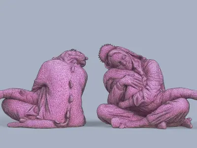 Cute Girl in Pajamas 3D model